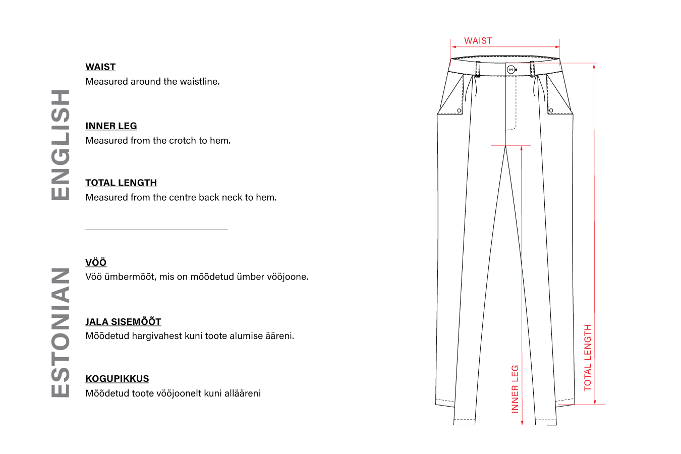 VUGA size chart